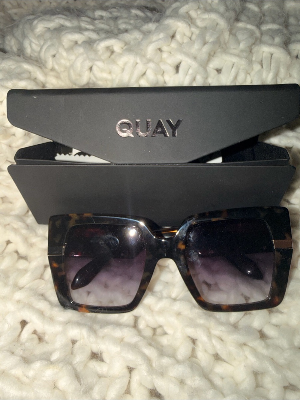 Quay Australia Black Sunglasses Case with Embossed Logo